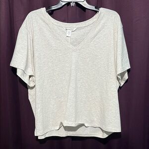 Athleta Women's V-Neck Short Sleeve Tee in Cream